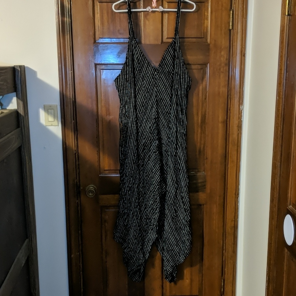 Black with white stripes jumpsuit